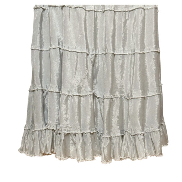 Rock & Rose Silver Gray Tiered Raw Edge Pull On Boho Maxi Skirt Large - Picture 2 of 6